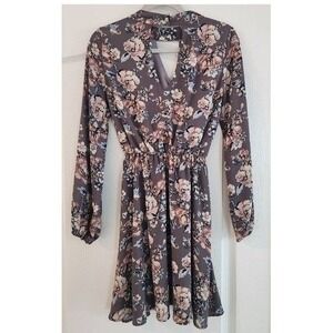 Altar'd State Floral Long Sleeve Faux Wrap Dress‎ V-Neck Small Cottagecore Fairy